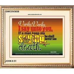 VERILY VERILY   Scripture Art Prints Framed   (GWCOV3838)   "23X18"