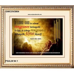 VENGEANCE BELONGS TO GOD   Acrylic Glass Frame Scripture Art   (GWCOV3904)   "23X18"