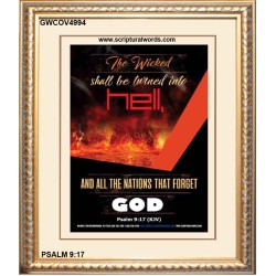 THE WICKED SHALL BE TURNED INTO HELL   Large Frame Scripture Wall Art   (GWCOV4994)   