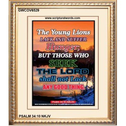 THE YOUNG LIONS LACK AND SUFFER   Acrylic Glass Frame Scripture Art   (GWCOV6529)   