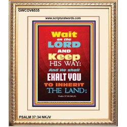 WAIT ON THE LORD   Bible Verses Wall Art Acrylic Glass Frame   (GWCOV6535)   "18x23"