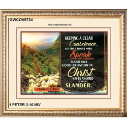 A CLEAR CONSCIENCE   Scripture Frame Signs   (GWCOV6734)   "23X18"