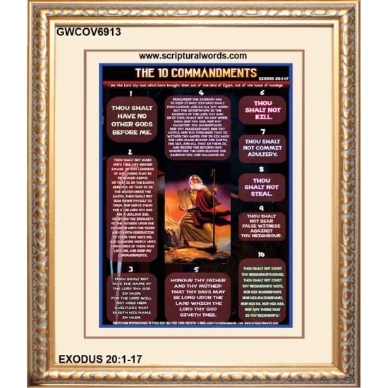 THE TEN COMMANDMENTS   Wooden Frame Scripture Art   (GWCOV6913)   
