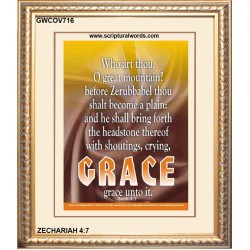 WHO ART THOU O GREAT MOUNTAIN   Bible Verse Frame Online   (GWCOV716)   "18x23"