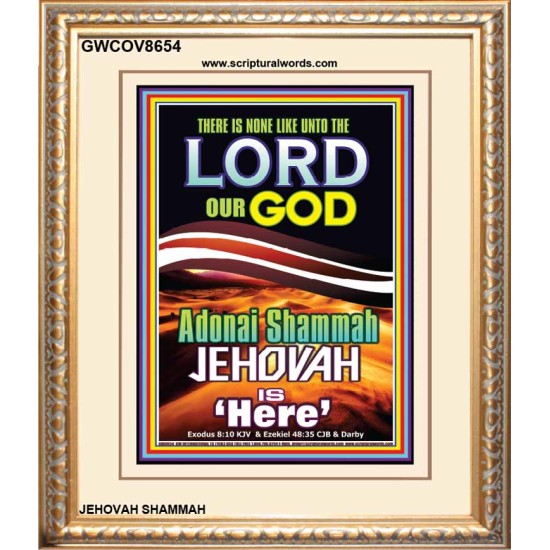 ADONAI JEHOVAH SHAMMAH GOD IS HERE   Framed Hallway Wall Decoration   (GWCOV8654)   