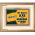 WEAPONS OF WAR   Christian Quotes Framed   (GWCOV9434)   "23X18"