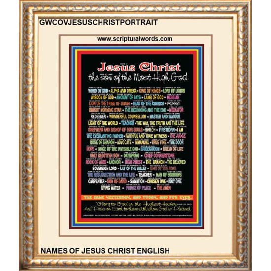 NAMES OF JESUS CHRIST WITH BIBLE VERSES PICTURE   (GWCOVJESUSCHRISTPORTRAIT)   