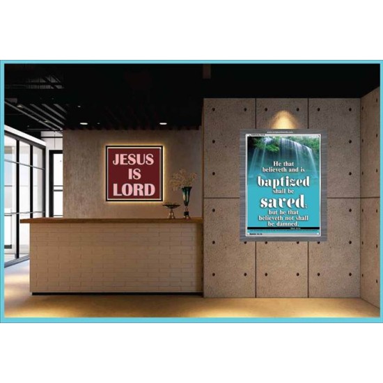 BAPTIZED AND BE SAVED   Bible Verse Frame for Home   (GWEXALT015)   