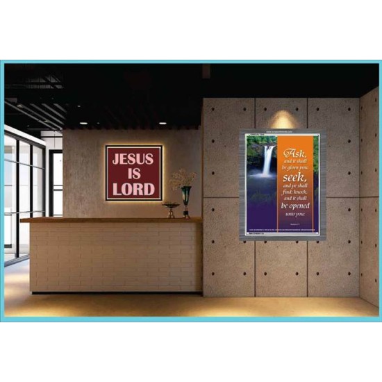 ASK, SEEK, KNOCK AND YOU SHALL RECEIVE   Framed Lobby Wall Decoration   (GWEXALT244)   