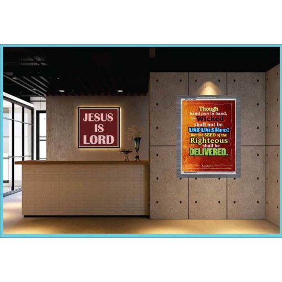 THE RIGHTEOUS SHALL BE DELIVERED   Modern Christian Wall Dcor Frame   (GWEXALT3065)   
