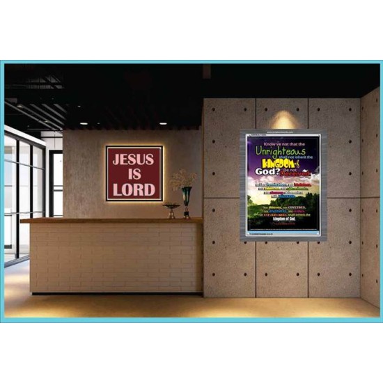 UNRIGHTEOUS SHALL NOT INHERIT THE KINGDOM   Large Framed Scripture Wall Art   (GWEXALT3204)   