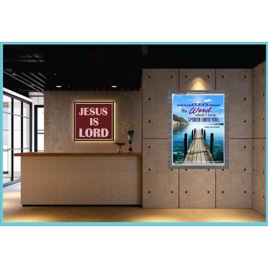 YE ARE CLEAN THROUGH THE WORD   Contemporary Christian poster   (GWEXALT4050)   