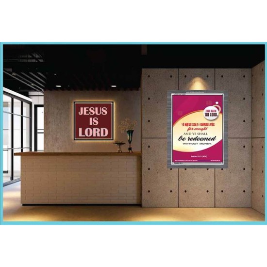 BE REDEEMED WITHOUT MONEY   Framed Office Wall Decoration   (GWEXALT4938)   