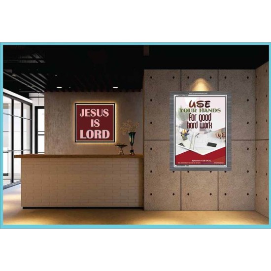 USE YOUR HANDS FOR GOOD HARD WORK   Bible Verse Wall Art Frame   (GWEXALT5059)   