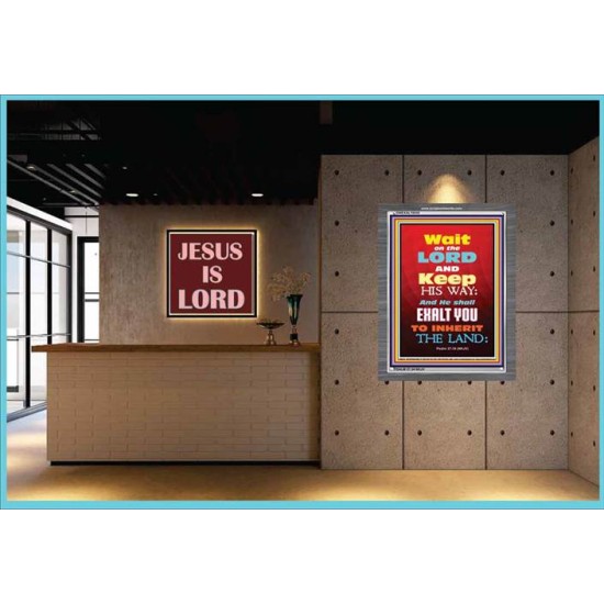 WAIT ON THE LORD   Bible Verses Wall Art Acrylic Glass Frame   (GWEXALT6535)   