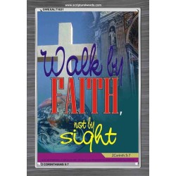 WALK BY FAITH   Inspirational Wall Art Wooden Frame   (GWEXALT1631)   "25x33"