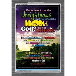 UNRIGHTEOUS SHALL NOT INHERIT THE KINGDOM   Large Framed Scripture Wall Art   (GWEXALT3204)   "25x33"