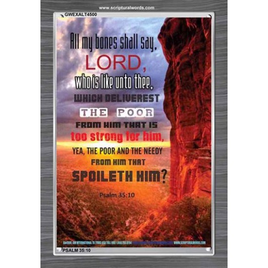 WHO IS LIKE UNTO THEE   Biblical Art Acrylic Glass Frame   (GWEXALT4500)   