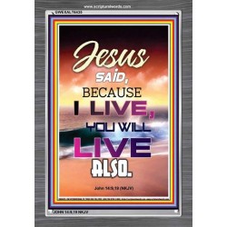 BECAUSE I LIVE YOU WILL LIVE ALSO   Bible Verses Frame for Home Online   (GWEXALT6435)   