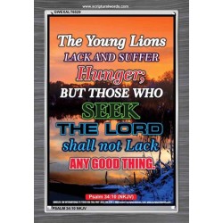 THE YOUNG LIONS LACK AND SUFFER   Acrylic Glass Frame Scripture Art   (GWEXALT6529)   