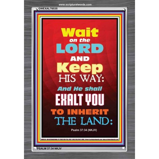 WAIT ON THE LORD   Bible Verses Wall Art Acrylic Glass Frame   (GWEXALT6535)   