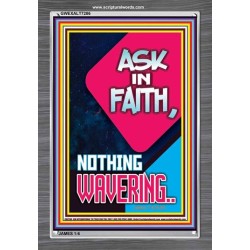 ASK IN FAITH NOTHING WAVERING   Scripture Wooden Framed Signs   (GWEXALT7286)   
