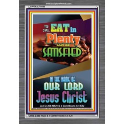 YOU SHALL EAT IN PLENTY   Bible Verses Frame for Home   (GWEXALT8038)   "25x33"