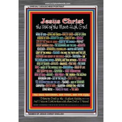 NAMES OF JESUS CHRIST WITH BIBLE VERSES    Religious Art Acrylic Glass Frame   (GWEXALTJESUSCHRISTPORTRAIT)   "25x33"