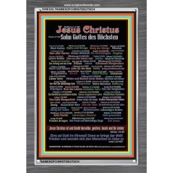 NAMES OF JESUS CHRIST WITH BIBLE VERSES IN GERMAN LANGUAGE {Namen Jesu Christi}   Acrylic Glass Frame  (GWEXALTNAMESOFCHRISTDEUTSCH)   "25x33"