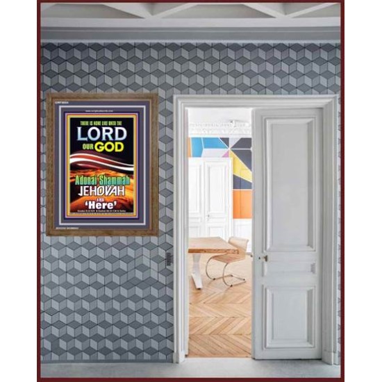 ADONAI JEHOVAH SHAMMAH GOD IS HERE   Framed Hallway Wall Decoration   (GWF8654)   