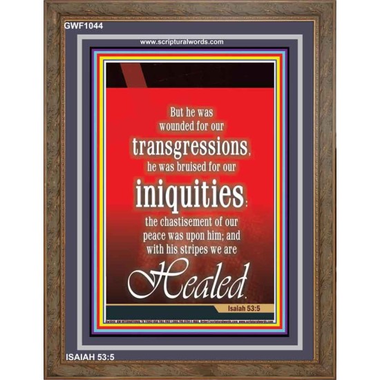 WOUNDED FOR OUR TRANSGRESSIONS   Acrylic Glass Framed Bible Verse   (GWF1044)   
