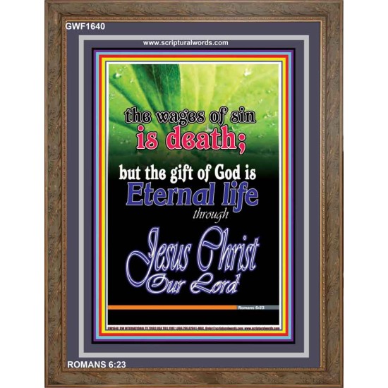 WAGES OF SIN IS DEATH   Christian Paintings Acrylic Glass Frame   (GWF1640)   