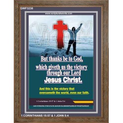 VICTORY THROUGH OUR LORD JESUS CHRIST   Encouraging Bible Verses Framed   (GWF3238)   "33x45"