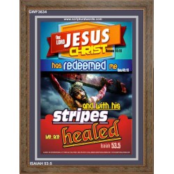 WITH HIS STRIPES   Bible Verses Wall Art Acrylic Glass Frame   (GWF3634)   