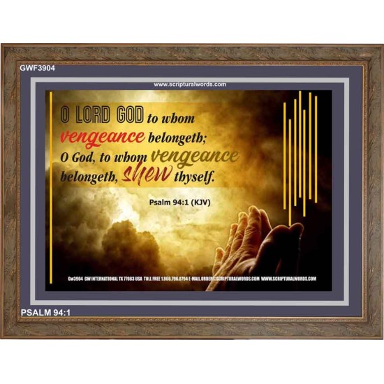 VENGEANCE BELONGS TO GOD   Acrylic Glass Frame Scripture Art   (GWF3904)   