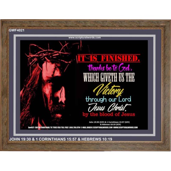 VICTORY BY THE BLOOD OF JESUS   Bible Scriptures on Love Acrylic Glass Frame   (GWF4021)   