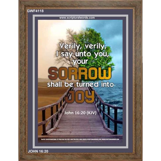 YOUR SORROW SHALL BE TURNED INTO JOY   Christian Paintings Acrylic Glass Frame   (GWF4118)   