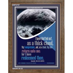AS A THICK CLOUD   Scripture Art Acrylic Glass Frame   (GWF4757)   