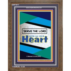 WITH ALL YOUR HEART   Large Frame Scripture Wall Art   (GWF4811)   