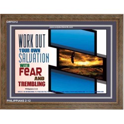 WORK OUT YOUR SALVATION   Biblical Art Acrylic Glass Frame   (GWF5312)   "45x33"