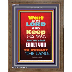 WAIT ON THE LORD   Bible Verses Wall Art Acrylic Glass Frame   (GWF6535)   "33x45"