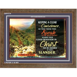 A CLEAR CONSCIENCE   Scripture Frame Signs   (GWF6734)   "45x33"