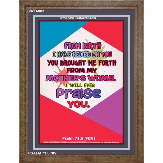 YOU BROUGHT ME FROM MY MOTHERS WOMB   Biblical Art Acrylic Glass Frame    (GWF6883)   