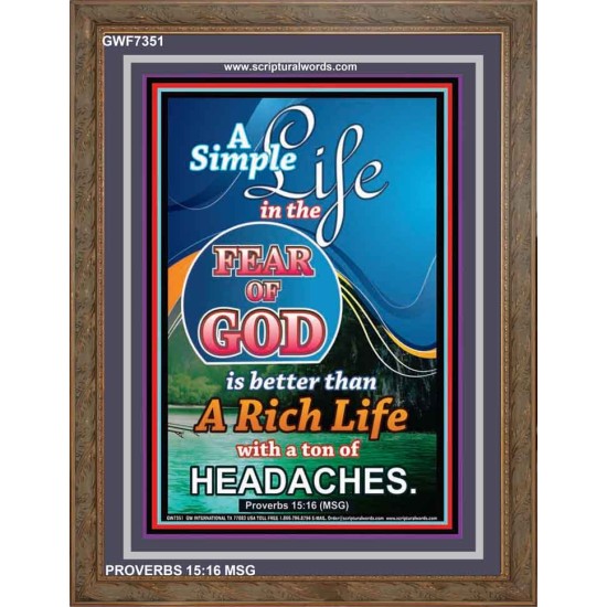A SIMPLE LIFE   Biblical Art Acrylic Glass Frame   (GWF7351)   