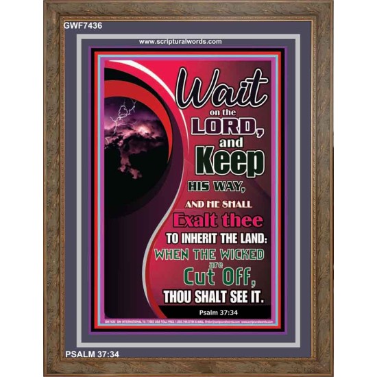 WAIT ON THE LORD   Framed Bible Verse Online   (GWF7436)   