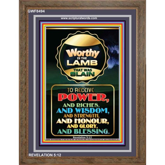 WORTHY IS THE LAMB   Framed Bible Verse Online   (GWF8494)   
