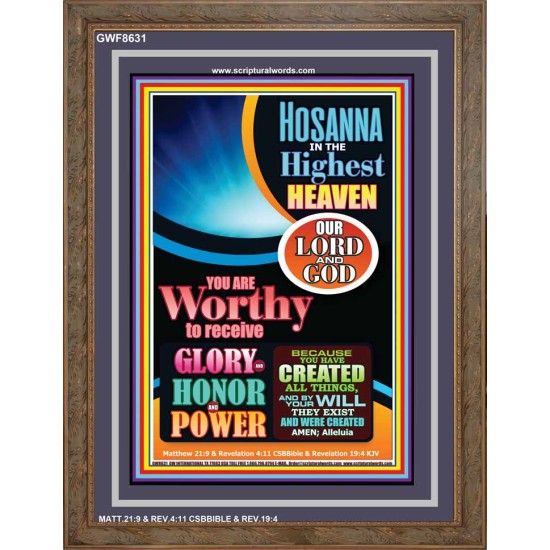 WORTHY TO RECEIVE ALL GLORY   Acrylic Glass framed scripture art   (GWF8631)   