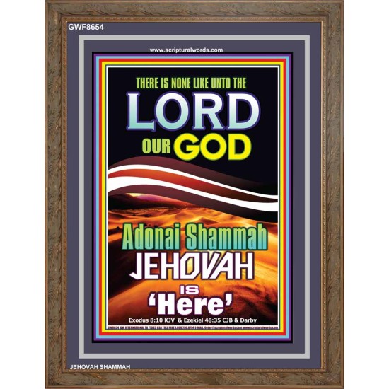 ADONAI JEHOVAH SHAMMAH GOD IS HERE   Framed Hallway Wall Decoration   (GWF8654)   