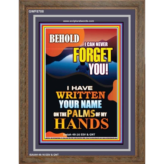 YOUR NAME WRITTEN  IN GODS PALMS   Bible Verse Frame for Home Online   (GWF8708)   