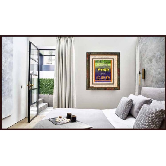 THE WORD WAS GOD   Inspirational Wall Art Wooden Frame   (GWFAITH252)   